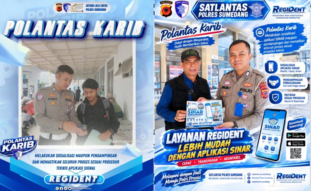 Polantas Karib Satlantas Polres Sumedang — Sosialisasi, Pendampingan Langsung, dan Pastikan Setiap Proses Sesuai Prosedur