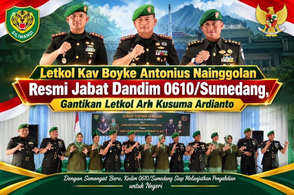 Letkol Kav Boyke Antonius Nainggolan Resmi Jabat Dandim 0610/Sumedang, Gantikan Letkol Arh Kusuma Ardianto